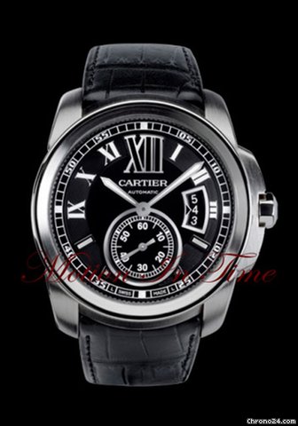 Cartier NEW CALIBRE DE CARTIER MENS STAINLESS STEEL BLACK ON BLACK watches