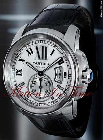 Cartier NEW CALIBRE DE CARTIER MENS STAINLESS STEEL SILVER ON BLACK watches