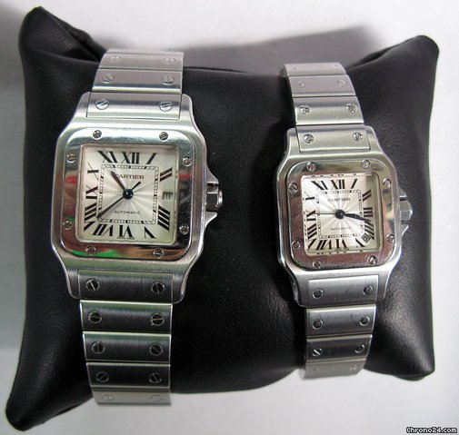 Cartier Santos His Hers Set Ss Date Automatic Es watches