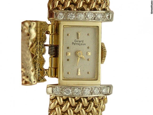 Girard Perregaux Klappuhr 14kt Gelbgold/Wei gold Diamond Handaufzug Vintage 23x14mm watches