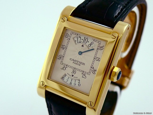 Cartier Tank Privee, 18k Gold, Manual with Digital Hour and Month watches