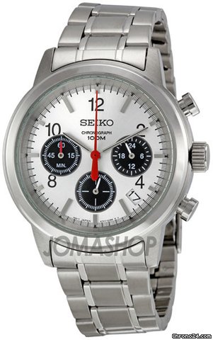 Seiko Silver-tone Dial Black Chronograph Mens Watch SSB003 watches