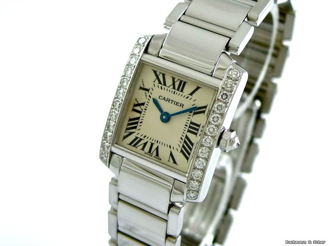 Cartier Tank Francaise, Lady, 18k White Gold, Diamond Set watches