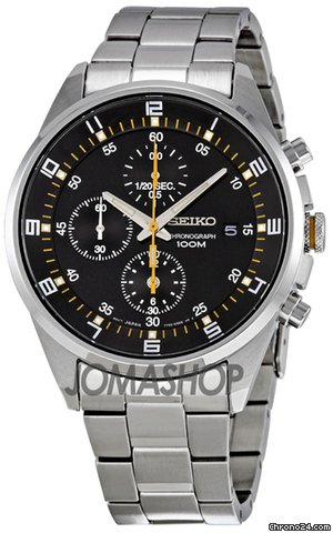 Seiko Black Dial Stainless Steel Chronograph Mens Watch SNDC89 watches