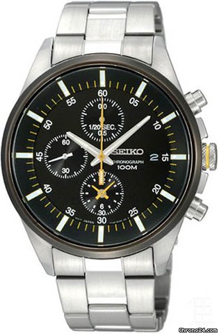 Seiko Black Dial Chronograph Stainless Steel Mens Watch SNDC85 watches