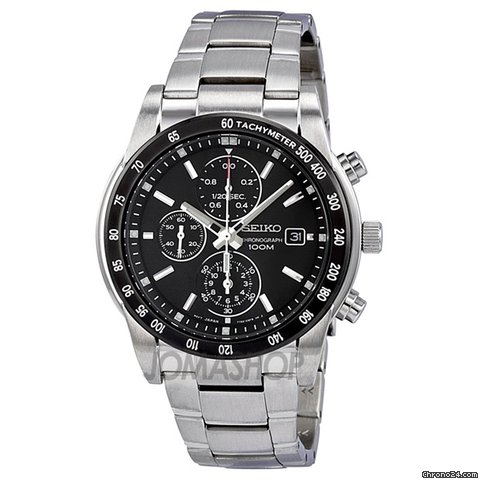 Seiko Black Dial Chronograph Tachymeter Stainless Steel Mens Watch SNDC99 watches