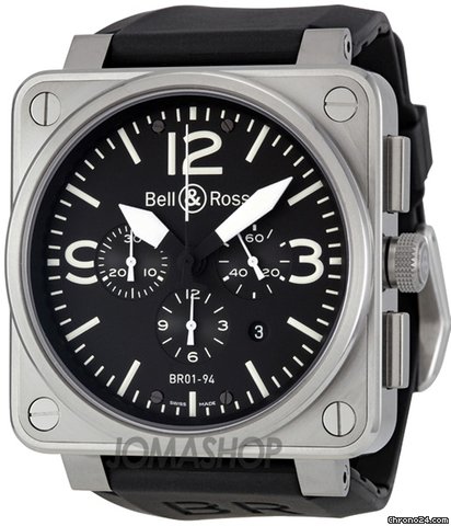 Bell & Ross Black Dial Automatic Chronograph Mens Watch BR0194-BL-ST watches