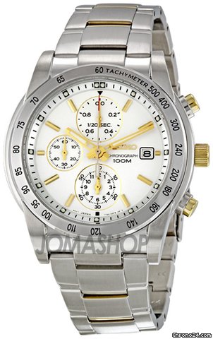 Seiko Silver Dial Chronograph Tachymeter Stainless Steel Mens Watch SNDD07 watches