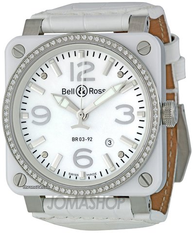 Bell & Ross White Ceramic Diamond Mother of Pearl Mens Watch BR0392-WH-C-D-SCA watches