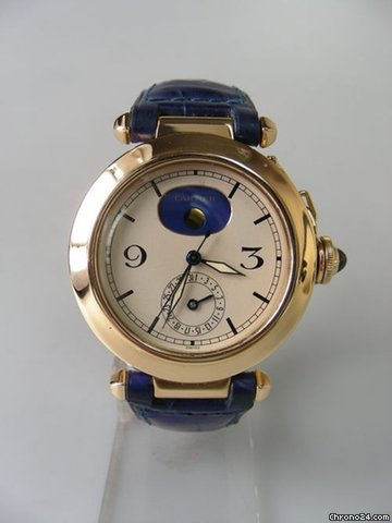 Cartier Pasha QantiEme Phases de lune/Calendar Moonphases or jaune 38mm boucle deploiante watches