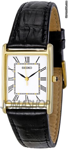 Seiko Dress Black Leather Strap Mens Watch SNF672 watches