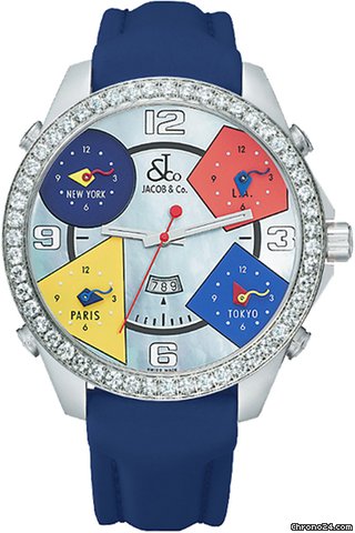 Jacob & Co. Five Time Zone - 47mm, 3.25ct Bezel watches