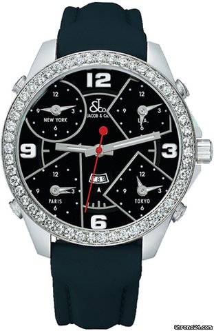Jacob & Co. Five Time Zone - 47mm, 3.25ct Bezel watches