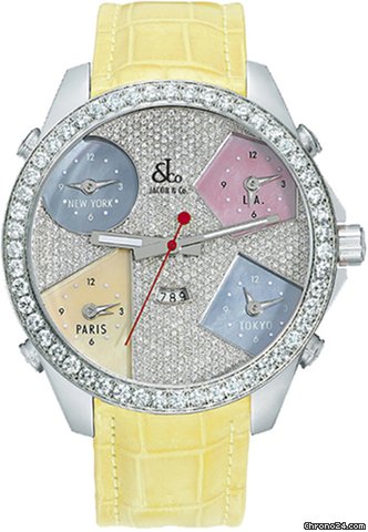 Jacob & Co. Five Time Zone - 47mm, 3.25ct Bezel watches