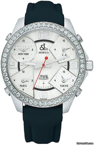 Jacob & Co. Five Time Zone - 47mm, 3.25ct Bezel watches