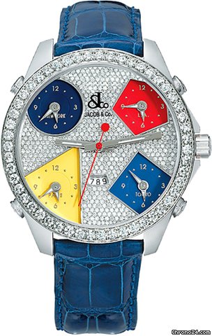 Jacob & Co. Five Time Zone - 47mm, 3.25ct Bezel watches