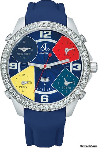 Jacob & Co. Five Time Zone - 47mm, 3.25ct Bezel watches