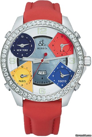 Replica Jacob & Co. Five Time Zone - 47mm, 3.25ct Bezel Watch
