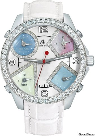 Replica Jacob & Co. Five Time Zone - 40mm, 2ct Bezel Watch