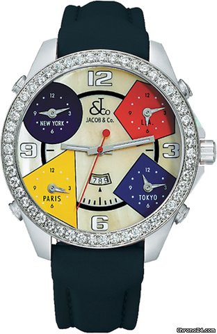 Jacob & Co. Five Time Zone - 47mm, 3.25ct Bezel watches