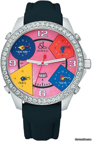 Jacob & Co. Five Time Zone - 47mm, 3.25ct Bezel watches