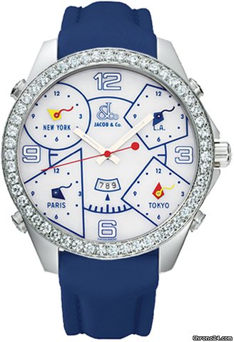 Jacob & Co. Five Time Zone - 47mm, 3.25ct Bezel watches