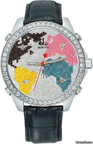 Jacob & Co. Five Time Zone - 47mm, 3.25ct Bezel watches