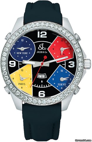 Jacob & Co. Five Time Zone - 47mm, 3.25ct Bezel watches