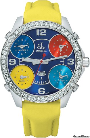 Jacob & Co. Five Time Zone - 47mm, 3.25ct Bezel watches