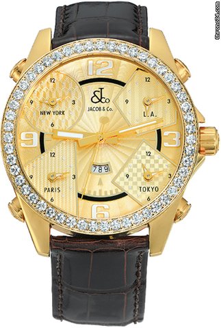 Replica Jacob & Co. Five Time Zone - 47mm, 3.25ct Bezel Watch