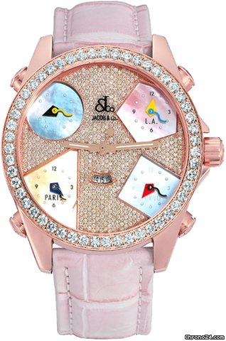 Jacob & Co. Five Time Zone - 47mm, 3.25ct Bezel watches