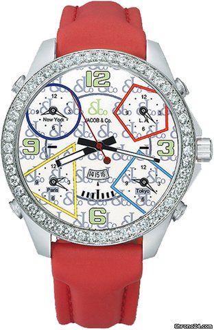 Jacob & Co. Five Time Zone - 47mm, 3.25ct Bezel watches