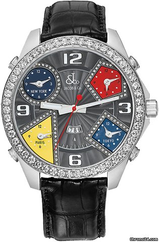 Replica Jacob & Co. Five Time Zone - 47mm, 3.25ct Bezel Watch