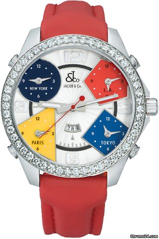Jacob & Co. Five Time Zone - 47mm, 3.25ct Bezel watches