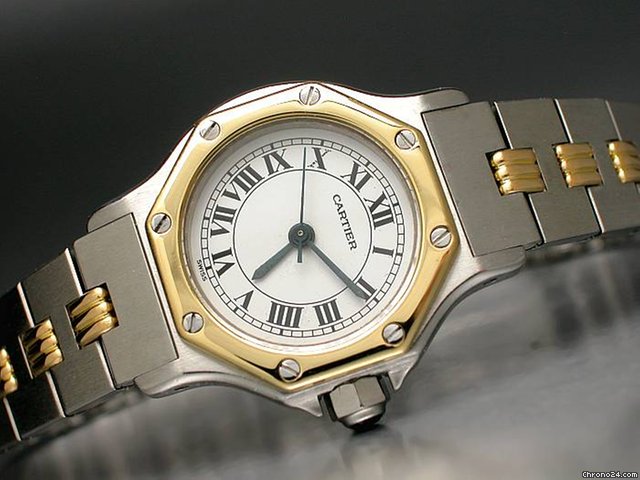 Cartier "Santos Automatique" Edelstahl/Gelbgold watches