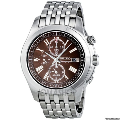 Seiko Chronograph Stainless Steel Brown Dial Mens Watch SNAE51P1 watches