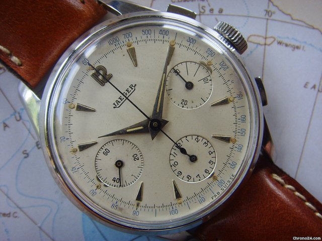 Jaeger-LeCoultre 1950s RARE TRI-COMPAX JAEGER VALJOUX 72 CHRONOGRAPH watches