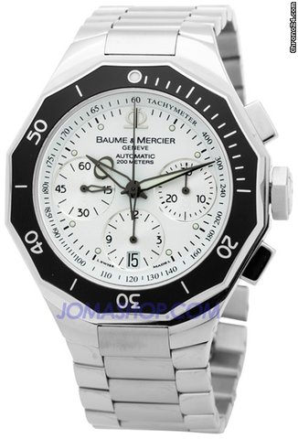 Baume & Mercier & Riviera Sporty Stainless Steel White Chronograph Mens Watch 8724 watches