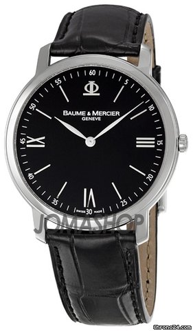 Baume & Mercier and Classima Executives Black Leather Bracelet Mens Watch MOA8850 watches