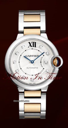 Cartier Ballon Bleu Medium Size - Rose Gold & Steel - Diamond Dial watches