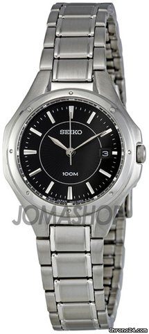 Seiko Black Dial Stainless Steel Quartz Ladies Watch SXDE13 watches