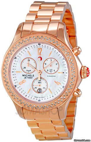 Michele Jetway Diamond Rose Gold-plated Chronograph Ladies Watch MWW17A000012 watches