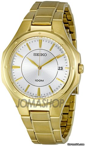 Seiko Silver Dial Gold-tone Stainless Steel Mens Watch SGEF64 watches