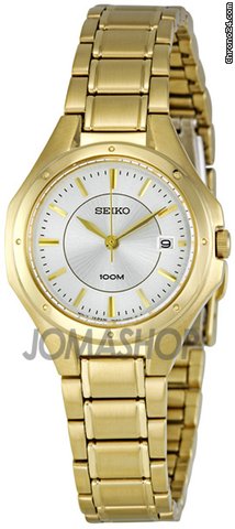 Seiko Silver Dial Gold Tone Stainless Steel Ladies Watch SXDE16 watches