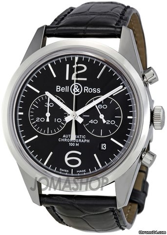 Bell & Ross Vintage Officer Black Dial Chronograph Mens Watch BR126-OFFICER-BL watches