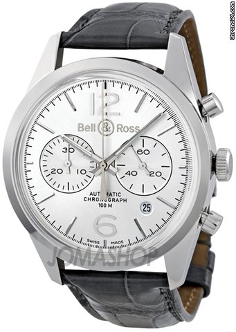 Bell & Ross Vintage Officer Silver Dial Automatic Chronograph Mens Watch BR126-OFFICER-SIL watches