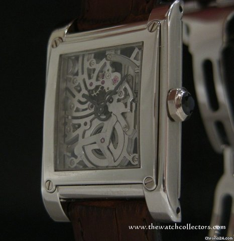 Cartier Limited Edition Collection Privee Paris "Tank ¨¤ vis Platinium Skeleton" Ref.2772 Full Set watches