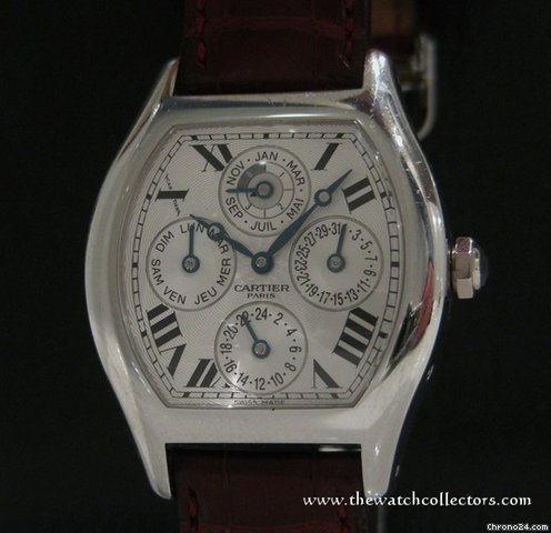 Cartier Tortue Platinum Perpetuel Calendar Dual Time "Collection Privee Paris" Full Set watches