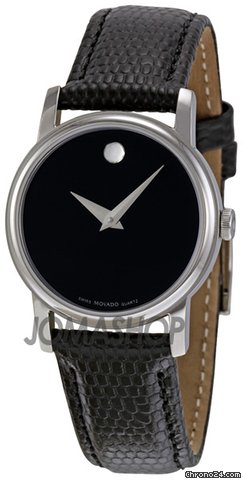 Movado Museum Black Dial Black Leather Strap Ladies Watch 2100004 watches