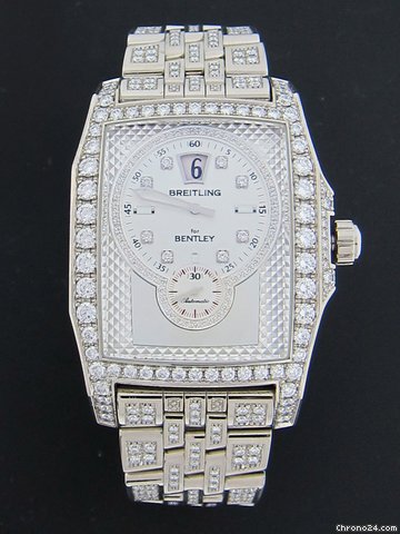 Breitling 18k White Gold Bentley Flying B Full Diamond watches